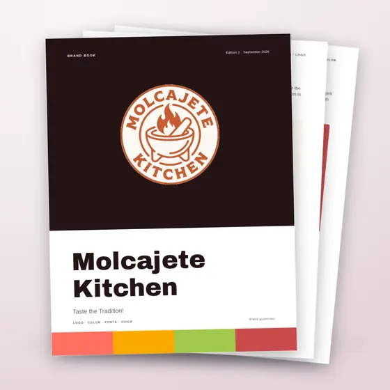 The cover of the Molcajete Kitchen brand book
